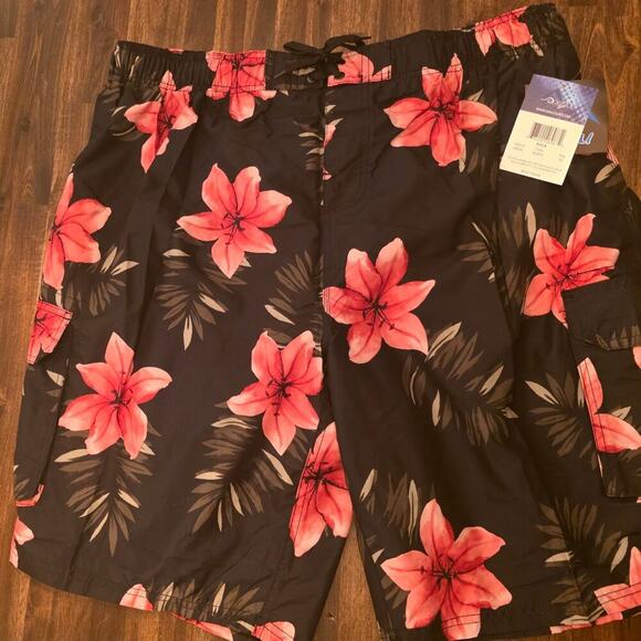 Kanu Surf Other - Kanu Surf Swim Trunks Mens 3X Big Tall Black Pink Floral Board Shorts NWT